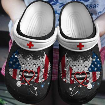 American Nurse Wings Shoes Clog Independence Gift For Female Male - Monsterry DE