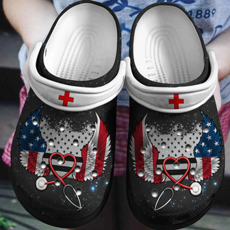 American Nurse Wings Usa Flag 4Th Of July Clogband Clogs - Monsterry