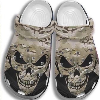 Army Skull Clog Shoesshoes Crocbland Clog Gifts For Men Son Father Day - Monsterry