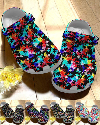 Autism Awareness Autism Watercolor Crocband Clog Shoes For Men Women - Monsterry