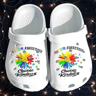 Autism Awareness Choose Kindness Flower Crocband Clog Shoes For Men Women - Monsterry