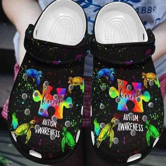 Autism Awareness Day Autism Puzzle Turtles Be Kind Crocband Clog Shoes - Monsterry DE