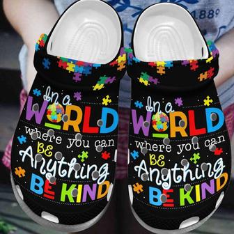 Autism Awareness Day Be Anything Be Kind Puzzle Piece Crocband Clog Shoes - Monsterry