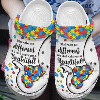 Autism Awareness Day Elephant Mom And Her Baby Different Makes You Beautiful Puzzle Piece Crocband Clog Shoes - Monsterry AU
