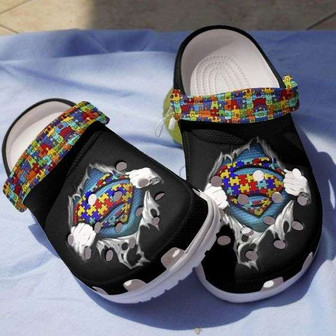 Autism Awareness Day Love Autism Superhero Puzzle Pieces Clogband Clog Shoes - Monsterry