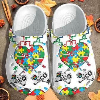 Autism Awareness Day Video Game Controller Autism Puzzle Pieces Crocband Clog Shoes - Monsterry CA
