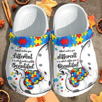 Autism Awareness Elephant Puzzel Shoes - Make You Different Is Make You Beautiful Puzzel Shoes Clog Clogs Gifts - Monsterry