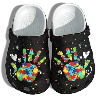 Autism Awareness Hand Puzzel Shoes - Be Kind Shoes Croc Clogs Gifts For Women Daughter - Monsterry CA
