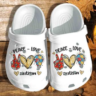 Autism Awareness Peace Love Autism Crocband Clog Shoes For Men Women - Monsterry AU