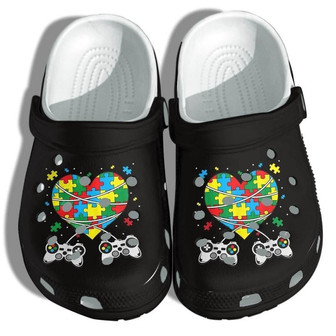 Autism Awareness Video Game Heart Puzzle Clogband Clog Shoes For Men Women - Monsterry UK
