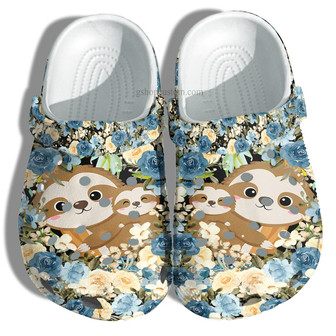 Baby Sloth Mom Flower Shoes - Sloth Grandma Shoes Clog Clogs - Monsterry