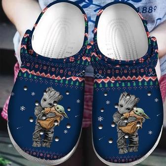 Baby Yoda And Groot Ugly Pattern Christmas Crocband Clog Shoes For Men Women | Favorety DE