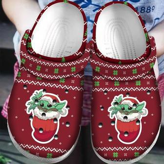 Baby Yoda In Socks Ugly Christmas Pattern Crocband Clog Shoes For Men Women | Favorety CA