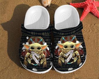 Baby Yoda Native American Unique Gifts For Star Wars Fan Love Independence Us Day Clog Shoes | Favorety UK