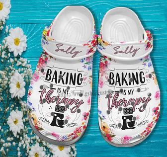 Baking Is My Therapy Flower Shoes Gift Chef Grandma- Kitchen Cake Baking Shoes Croc Clogs Mother Day Gift - Monsterry UK