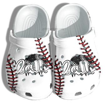 Ball Mom 3D Baseball Line Clog Shoes Gift Mother- Cool Baseball Line Shoes Gift Grandma - Monsterry