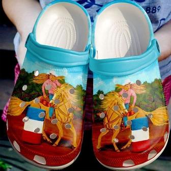 Barrel Racing Girl And Her Horse Classic Clogs Shoes - Monsterry CA