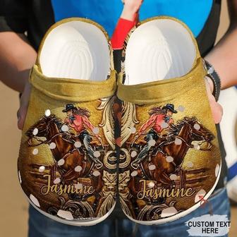 Barrel Racing Personalized Girl Classic Clogs Shoes - Monsterry