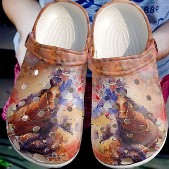 Barrel Racing Watercolor Rider Classic Clogs Shoes - Monsterry