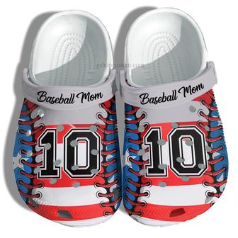 Baseball America Flag Croc Shoes Customize Name Number Player- Baseball 4Th Of July Shoes Gift Birthday Son - Monsterry