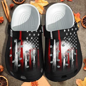 Baseball Ball America Flag Custom Shoes Clogs - Baseball Lover Gifts Shoes For Son Husband - Monsterry CA