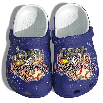 Baseball Dirt And Diamonds Leopard Vintage Shoes - Baseball Mom Leopard Skin Shoes Clog Clogs - Monsterry