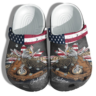 Baseball Eagle Sunflower Leopard Usa Flag Shoes Gift Mom Grandma - Baseball Eagle America Shoes Clog Clogs - Monsterry