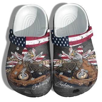 Baseball Eagle Sunflower Leopard Usa Flag Shoes Gift Mom Grandma - Baseball Eagle America Shoes Croc Clogs - Monsterry