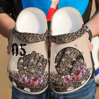Baseball Leopard Girl Gloves Flower Shoes Clog For Batter Girl - Monsterry AU