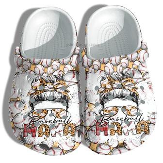 Baseball Mama Leopard Croc Shoes Gift Mother Birthday- Baseball Mom Supporter Son Player Shoes Gift Women - Monsterry CA