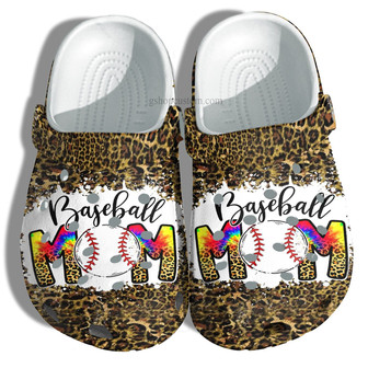 Baseball Mom Hippie Leopard Skin Shoes For Wife Mom Grandma - Baseball Mom Leopard Shoes Clog Clogs - Monsterry
