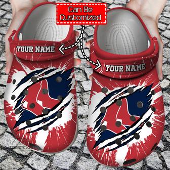 Baseball Personalized Bred Sox Ripped Claw Clog Shoes - Monsterry