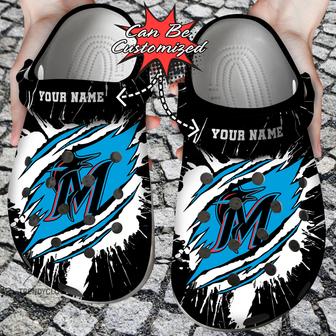 Baseball Personalized Mmarlins Ripped Claw Clog Shoes - Monsterry