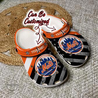 Baseball Personalized Ny Mets American Flag Clog Shoes | Favorety UK