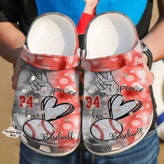 Baseball Personalized Peace Love Classic Clogs Shoes - Monsterry DE