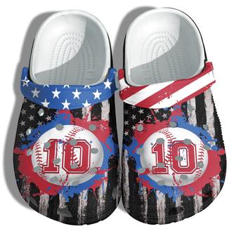 Baseball Player Sport 4Th Of July Shoes Gift Women - Colorful Sport Spirit Number 10 America Flag Shoes Birthday Gift - Monsterry AU