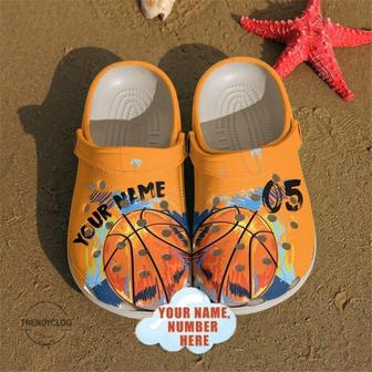 Basketball Basketball Custom Name Number Orange Clog Shoes - Monsterry AU