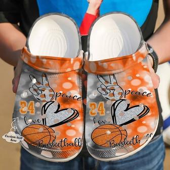 Basketball Personalized Peace Love Classic Clogs Shoes - Monsterry UK