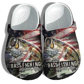 Bass Fishing America Flag Shoes Gift Men Father Day- Lets Make Bass Fish Great Again 4Th Of July Shoes Birthday Grandpa - Monsterry DE