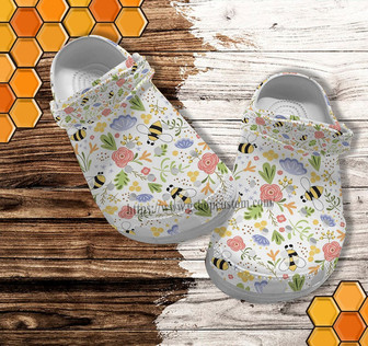 Bee Floral Cute Clog Shoes Gift Mother Day- Bee Kind Grandma Shoes Clog Clogs - Monsterry