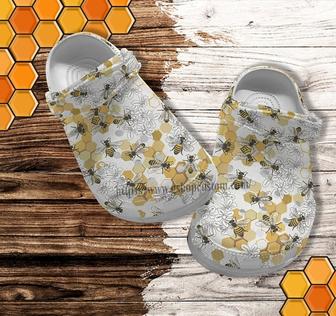 Bee Girl Vintage Croc Shoes Gift Mother Day- Bee Kind Hippie Shoes Croc Clogs - Monsterry UK