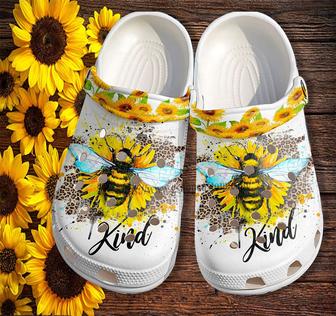Bee Kind Sunflower Leopard Shoes Gift Women Mother Day- Sunflower Be Kind Shoes Croc Clogs - Monsterry UK