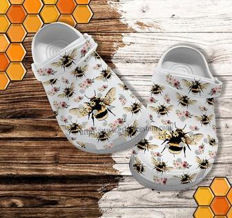 Bee Pattern Floral Croc Shoes Gift Bestie- Bee Kind Hippie Shoes Croc Clogs For Aunt - Monsterry UK
