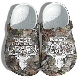 Best Buckin Dad Ever Deer Hunter Croc Shoes Gift Grandpa Father Day- Deer Hunting Camouflage Army Shoes - Monsterry