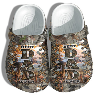 Best Dad Ever Deer Hunter Clog Shoes Gift Uncle Father Day- Deer Hunting Camo Vintage Shoes - Monsterry