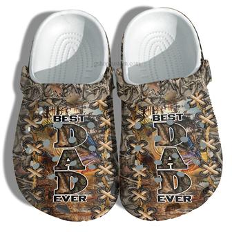 Best Dad Ever Fishing Camouflage Croc Shoes Gift Men Father Day- Fishing Camo Army Shoes For Son - Monsterry UK