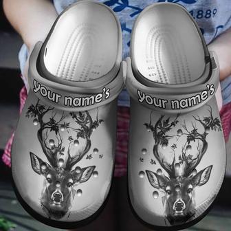 Black And White Deer Shoes - Face Deer Personalized Clog Birthday Gifts - Monsterry UK