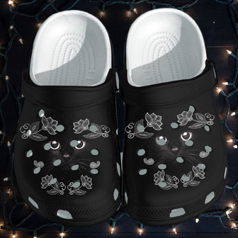 Black Cat Face Cute Croc Shoes - Cute Cat Crocbland Clog Gifts For Women - Monsterry
