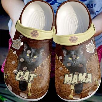 Black Cat Mama Leather Zipper Shoes Clog Gift For Female - Monsterry AU