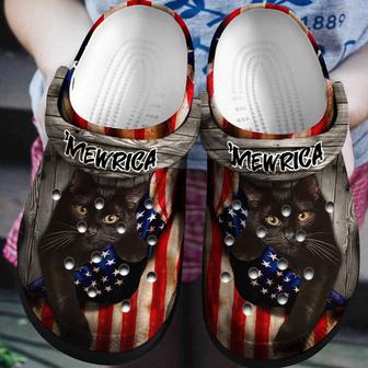 Black Cat Of The Us Shoes Clogs 4Th Of July - Mewrica Outdoor Shoes Clogs - Monsterry